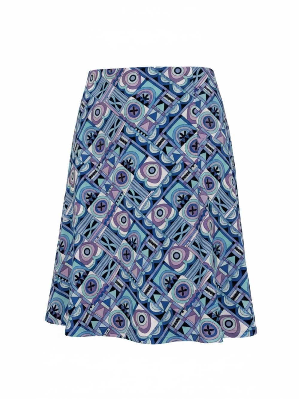 Sigrid Olsen Blue and Lavender Geometric A-Line Skirt